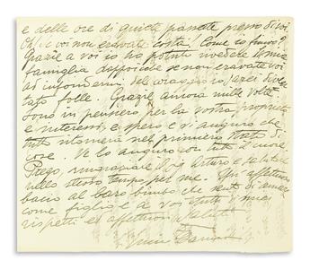 CARUSO, ENRICO. Small archive of 5 Autograph Letters Signed, ECaruso or in full, to Amy Bachman, in Italian, French, and English,